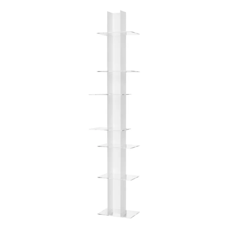 Libreria da Parete verticale Fissaggio a parete ELIB7 39x23xh 170 cm con struttura in metallo verniciato bianco ripiani in metacrilato trasparente Emporium Solo Oggi
