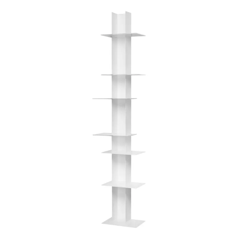 Ultima Occasione Libreria da Parete verticale Fissaggio a parete ELIB7 39x23xh 170 cm con struttura in metallo verniciato bianco ripiani in metacrilato bianco Emporium