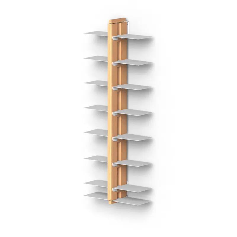 Libreria verticale DOPPIA FISSAGGIO PARETE SOSPESA ZIA BICE 17x42xh 110 cm con struttura e bacchette in legno massello di faggio evaporato colore naturale. Mensole in acciaio smaltato Le zie Di Milano Super Prezzo