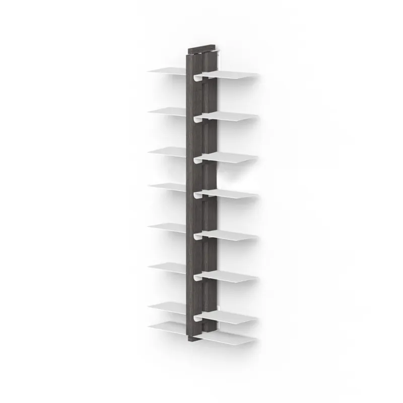 Libreria verticale DOPPIA FISSAGGIO PARETE SOSPESA ZIA BICE 17x42xh 65 cm con struttura e bacchette in legno massello di faggio evaporato colore nero. Mensole in acciaio smaltato Le zie Di Milano Promozione Esclusiva