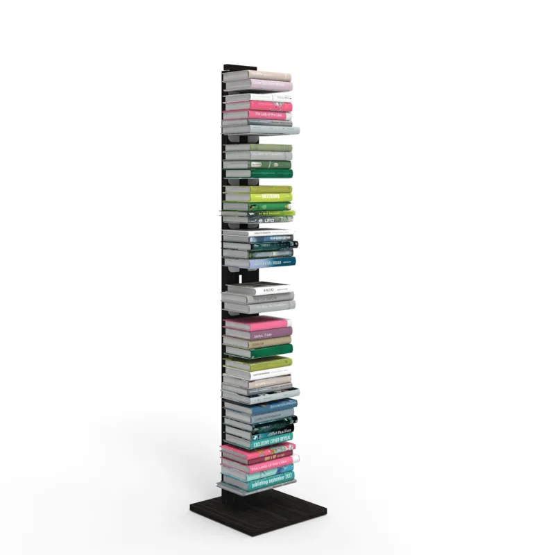 Compra Oggi Stesso Libreria verticale a colonna ZIA ORTENSIA 34x34xh 150 cm con struttura I in legno massello di faggio evaporato colore Nero Mensole in acciaio smaltato Le zie Di Milano