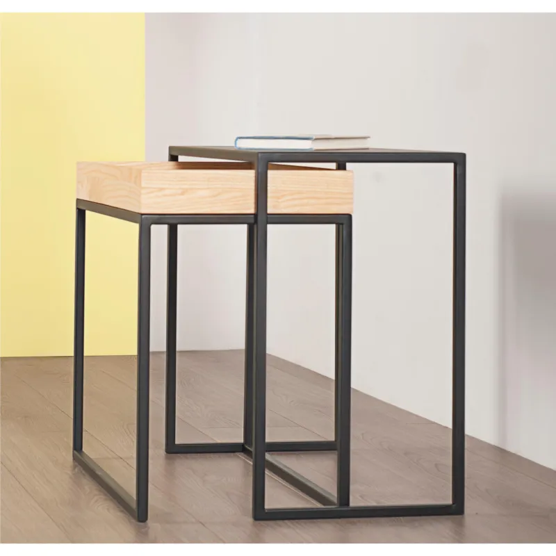 Affare Tavolino Consolle multifunzione da salotto 60x30xh50 cm AMBROGIO acciaio e frassino colore nero ral 9005 FormAe