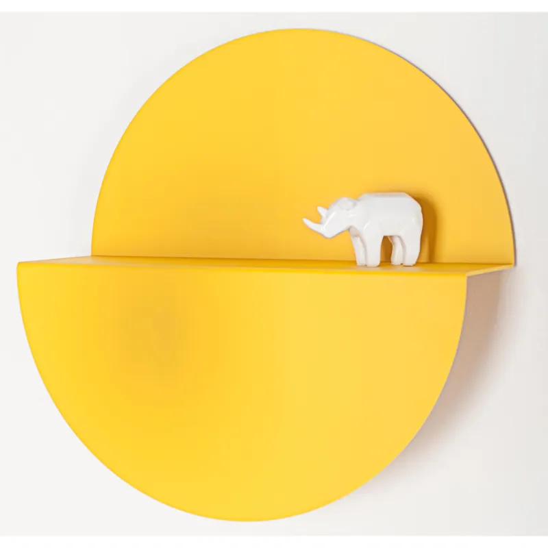 Mensola in Metallo Verniciato HALF MOON Ø35xh14 cm fissaggio a muro con stop e viti giallo ral 1032 FormAe Bestseller