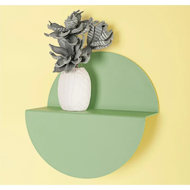 Mensola in Metallo Verniciato HALF MOON Ø50xh16 cm fissaggio a muro con stop e viti Verde ral 6021 FormAe Ordina Subito
