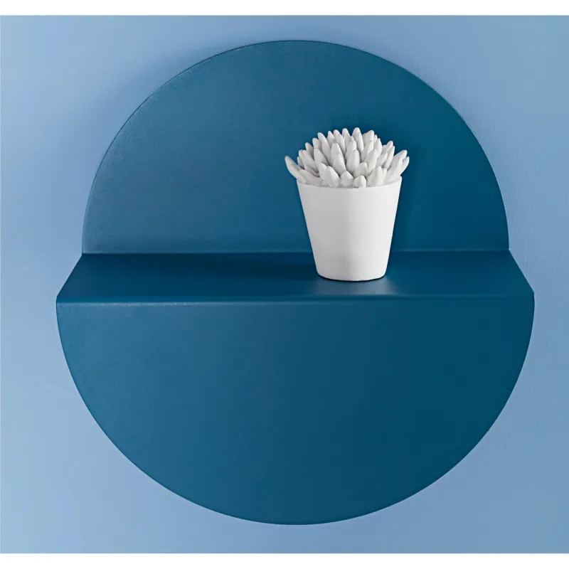 Ordina Subito Mensola in Metallo Verniciato HALF MOON Ø50xh16 cm fissaggio a muro con stop e viti blu ral 5009 FormAe