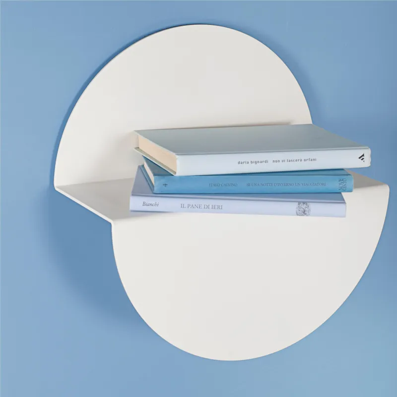 Acquista Ora Mensola in Metallo Verniciato HALF MOON Ø50xh16 cm fissaggio a muro con stop e viti bianco ral 9016 FormAe