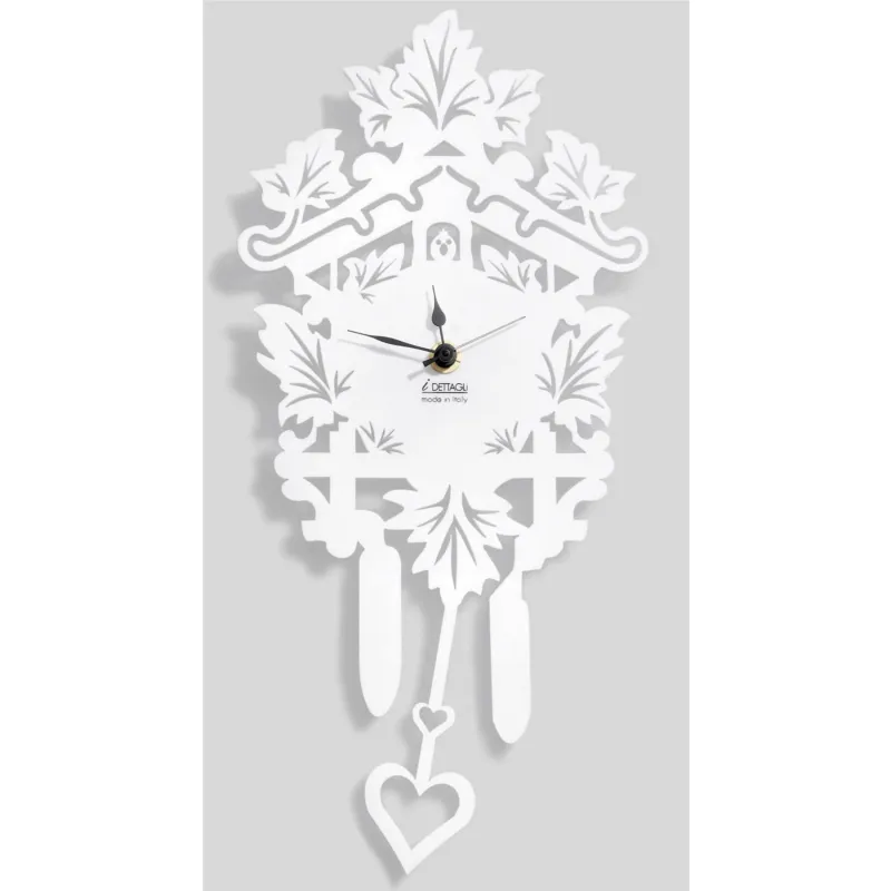 Orologio da parete a cucù BIG 74x34xh3 cm CuCù in legno e metacrilato tagliato al laser in legno bianco I Dettagli Offerta