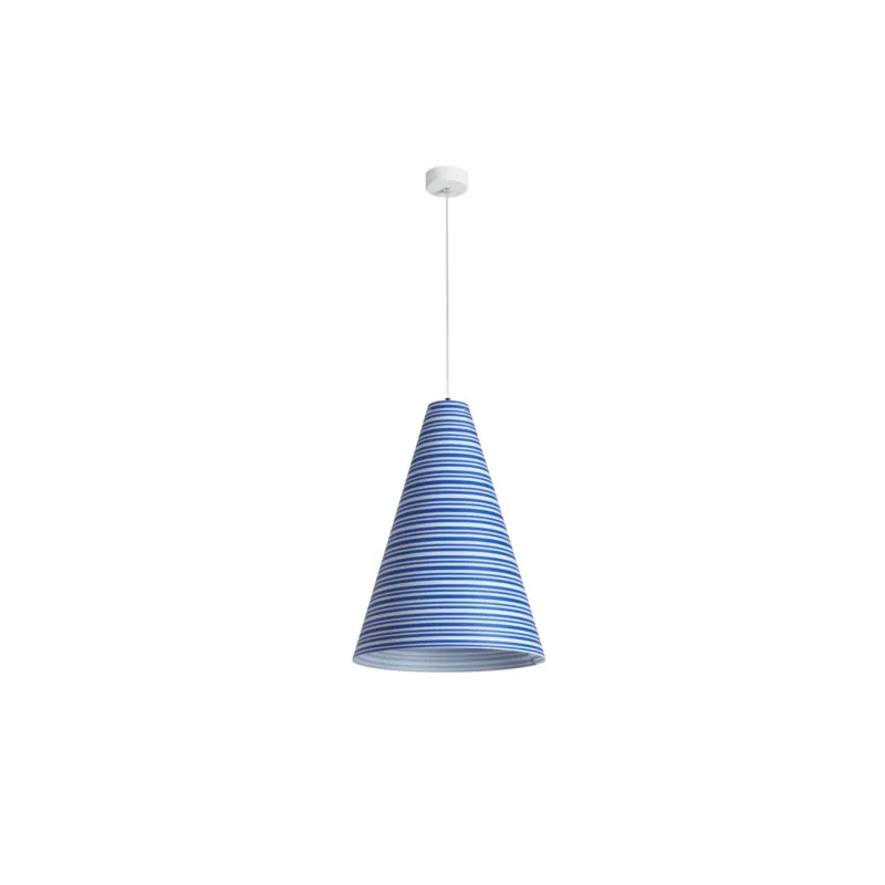 Sospensione con paralume conico in Sandylex Ø40xh60 cm, con stampa geometrica celeste Emporium Pagamento Sicuro
