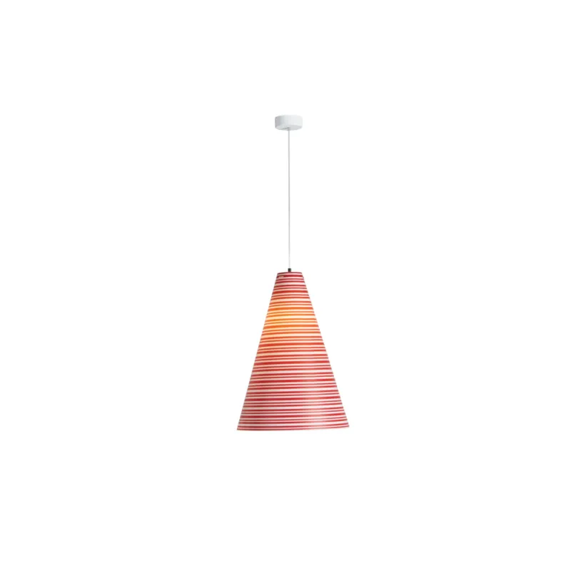 Sospensione con paralume conico in Sandylex Ø40xh60 cm, con stampa geometrica rosso Emporium Consegna Rapida