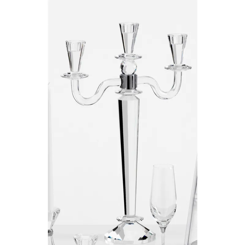 Candelabro Cristallo 3 fiamme in cristallo cm h 52 uno colore trasparente, cristallo K9 Fantin Argenti Occasione Imperdibile