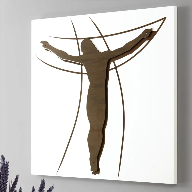 Promozione Esclusiva Quadro sacro Passione decoro in legno taglio laser 56x55xh1,5 cm colore bianco wengè I Dettagli