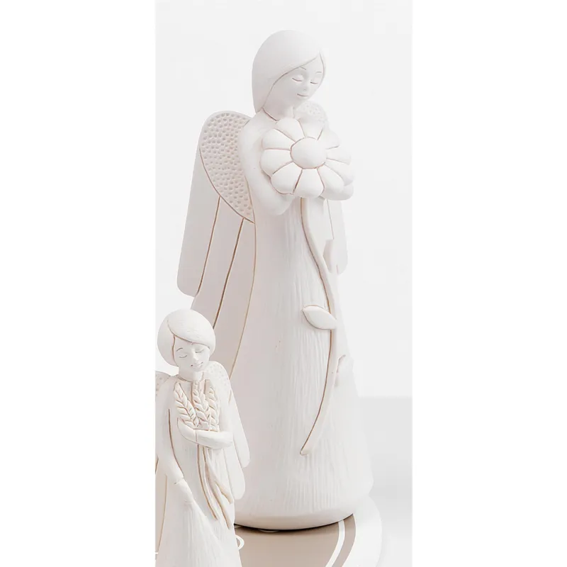 Angelo in resina colore bianco luna con decoro fiore h 18 cm in scatola regalo, ideale per uso bomboniera Fantin Argenti Offerta Speciale