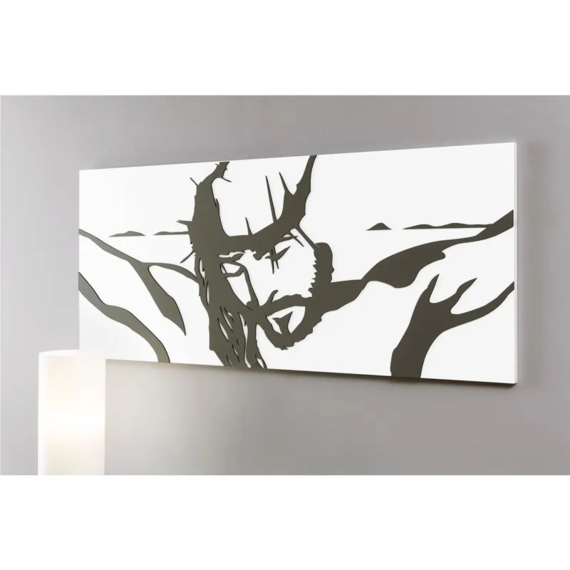 Quadro Sacro Divino in legno con decoro taglio laser 120x50xh1,5 cm colore tortora bianco I Dettagli Promo Stagionale