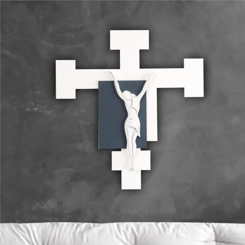 Quadro sacro Crocefisso Gesù taglio laser40x37xh1,5 cm colore grigio balena I Dettagli Offerta Del Giorno