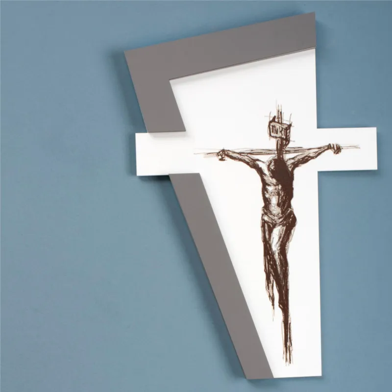Solo Oggi Quadro Crocefisso della Badessa taglio laser 27x1,7xh 40cm colore bianco grigio I Dettagli