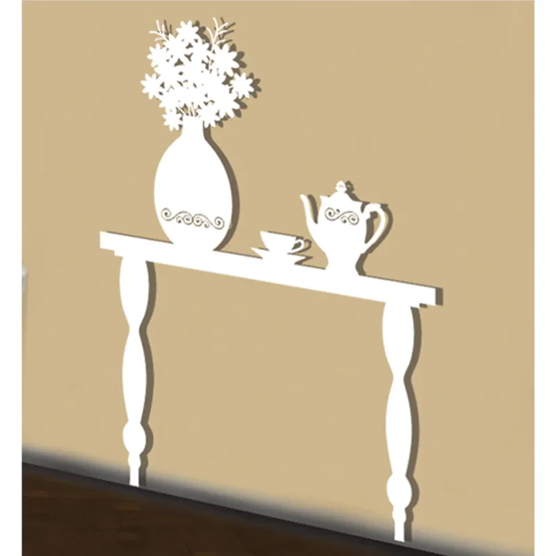 Di Tendenza Stickers tavolo consolle da muro L‘ora del Té 140x110xh0,3 cm in 3d british, adatto per salotto, ingresso, studio, ufficio colore bianco I Dettagli