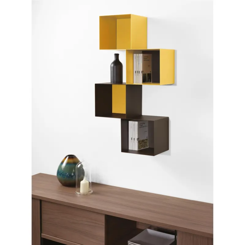 Economico Libreria a 4 cubi accoppiati TWIN 45x22xh90 cm posizionabile a muro Personalizzando Struttura e Fondo in tantissimi colori e composizioni Pezzani srl
