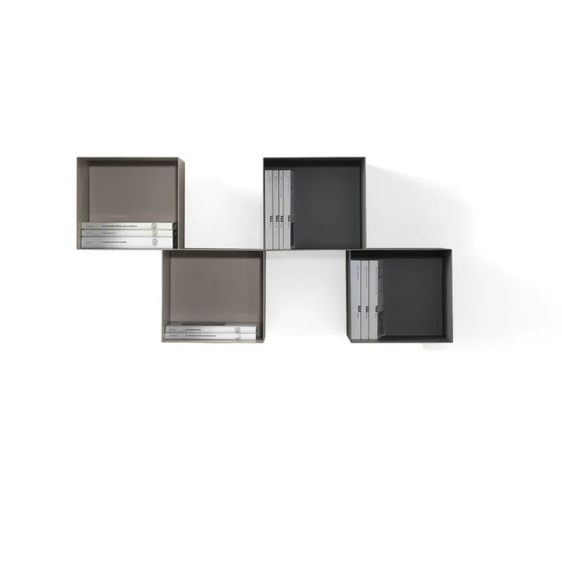 Promo Stagionale Libreria a 4 cubi accoppiati TWIN 165x25xh93 cm posizionabile a muro Personalizzando Struttura e Fondo in tantissimi colori e composizioni Pezzani srl