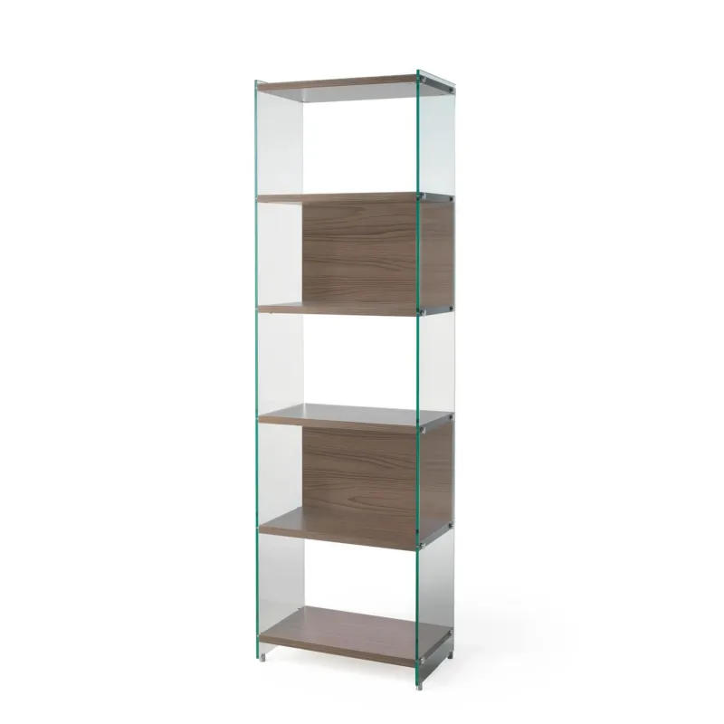Occasione Imperdibile Libreria componibile Struttura In Laminato e fianchi In Vetro Temperato da cm.60 - fianco 202 cm Profondità 36 cm ripiani in BYBLOS Pezzani srl Grigio Ardesia