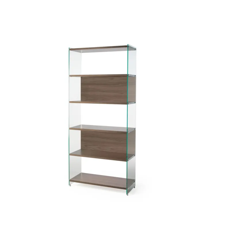 Bestseller Libreria componibile Struttura In Laminato e fianchi In Vetro Temperato da cm.90 - fianco 202 cm Profondità 36 cm ripiani in BYBLOS Pezzani srl Grigio Ardesia
