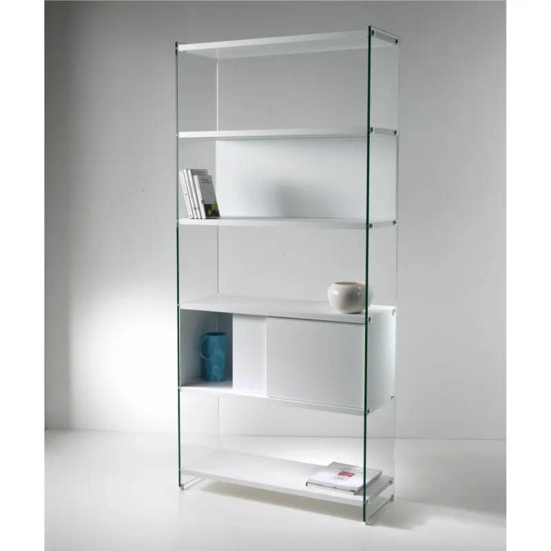 Libreria componibile da cm.90 - fianco 202 cm - con 1 anta scorrevole ripiani in BYBLOS Pezzani srl Grigio Ardesia, Grigio Ardesia, Ard Sconto