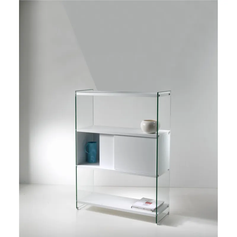 Libreria componibile da cm.90 - fianco 126 cm - con 1 anta scorrevole ripiani in BYBLOS Pezzani srl Grigio Ardesia, Grigio Ardesia, Ard Offerta