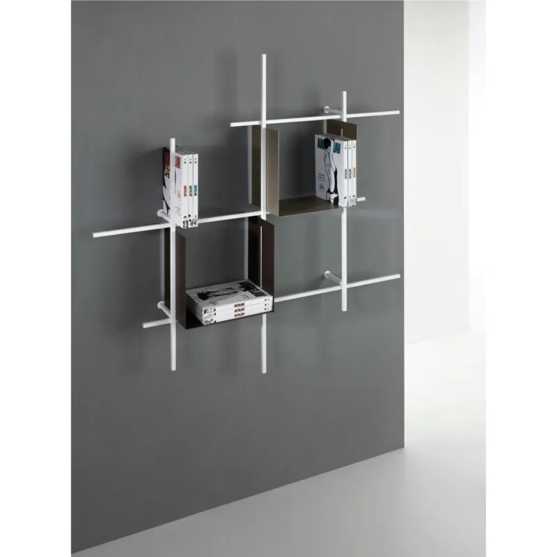 Libreria componibile - LIBRA Dimensioni 187x15xh115 cm peso 5,50 kg in acciaio verniciato Pezzani srl Bianco Sablé, Bianco Sablé, Bianco Di Tendenza