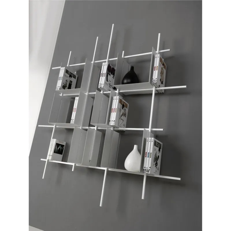 Professionale Libreria componibile - LIBRA Dimensioni 187x15xh115 cm peso 5.50 kg in acciaio verniciato Pezzani srl Bianco Sablé, Bianco Sablé, Bianco