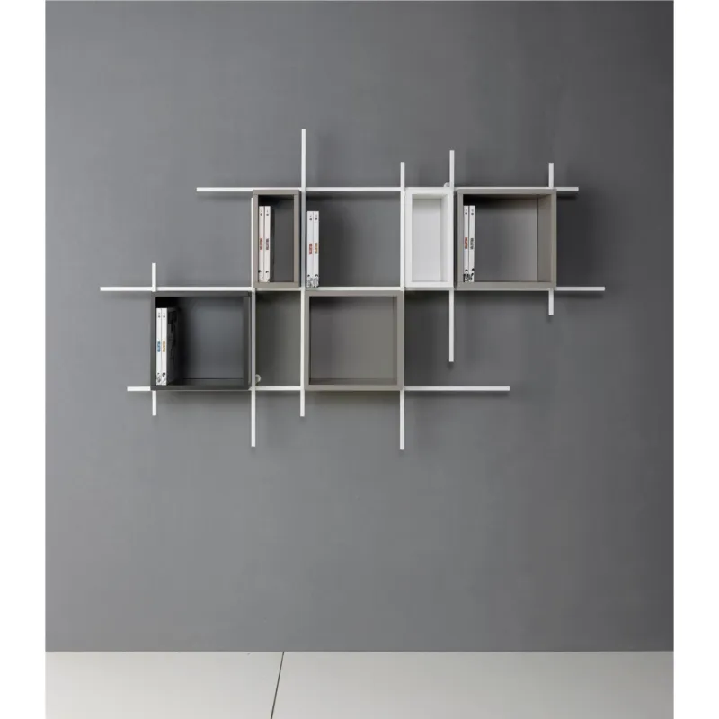 Libreria componibile - LIBRA Pezzani srl Bianco Sablé, Grigio Cenere, Bianco Saldi