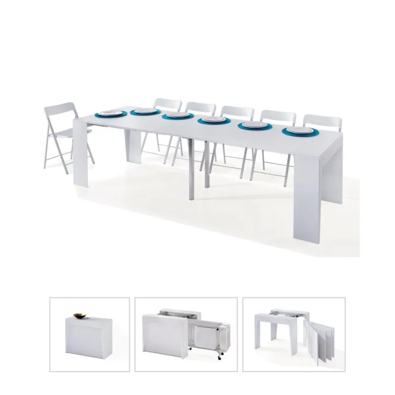 Composizione marvel plus 1 Tavolo consolle con 6 sedie e carrello porta sedie Dimensioni chiuso 45x90x75h Dimensioni apertura massima 285x90x75h cm Pezzani srl Ardesia Sablé, Cemento, Bianco, Bia Compra Online