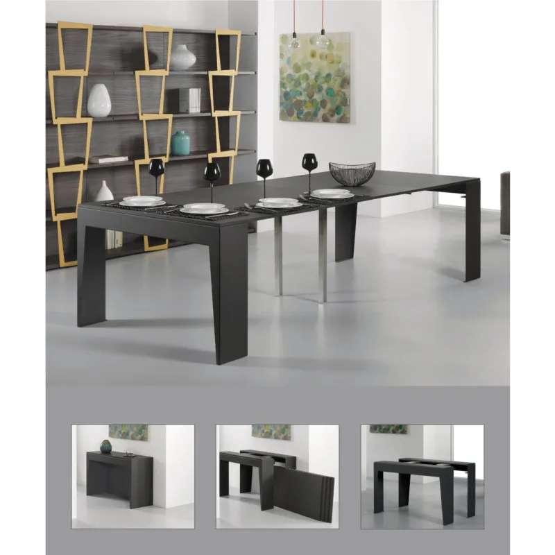 Tavolo-consolle allungabile MARVEL plus Dimensioni chiuso 45x120x75h Dimensioni apertura massima 285x120x75h cm Pezzani srl Ardesia Sablé, Grigio Ardesia Compra Online