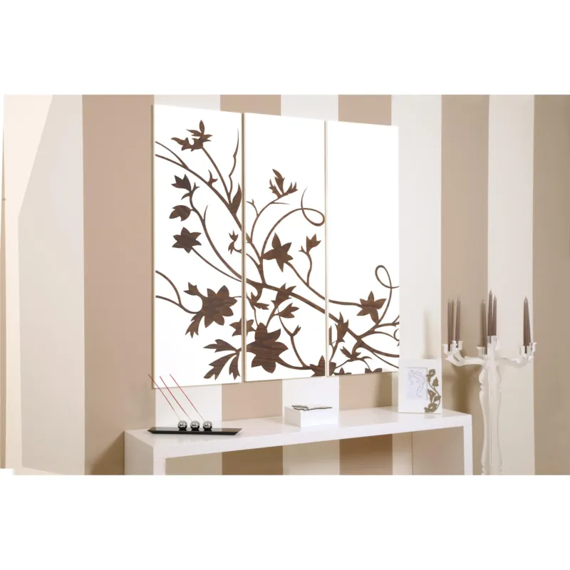 Tris Pannelli da parete in legno CELTICO 120xh120 cm pannellI colore bianco intarsi in legno colore wengè I Dettagli Quantità Limitata