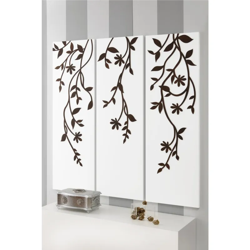 Miglior Prezzo Pannelli da parete tris EDEN 120Xh120cm in legno colore Bianco intarsi in legno colore wengè I Dettagli