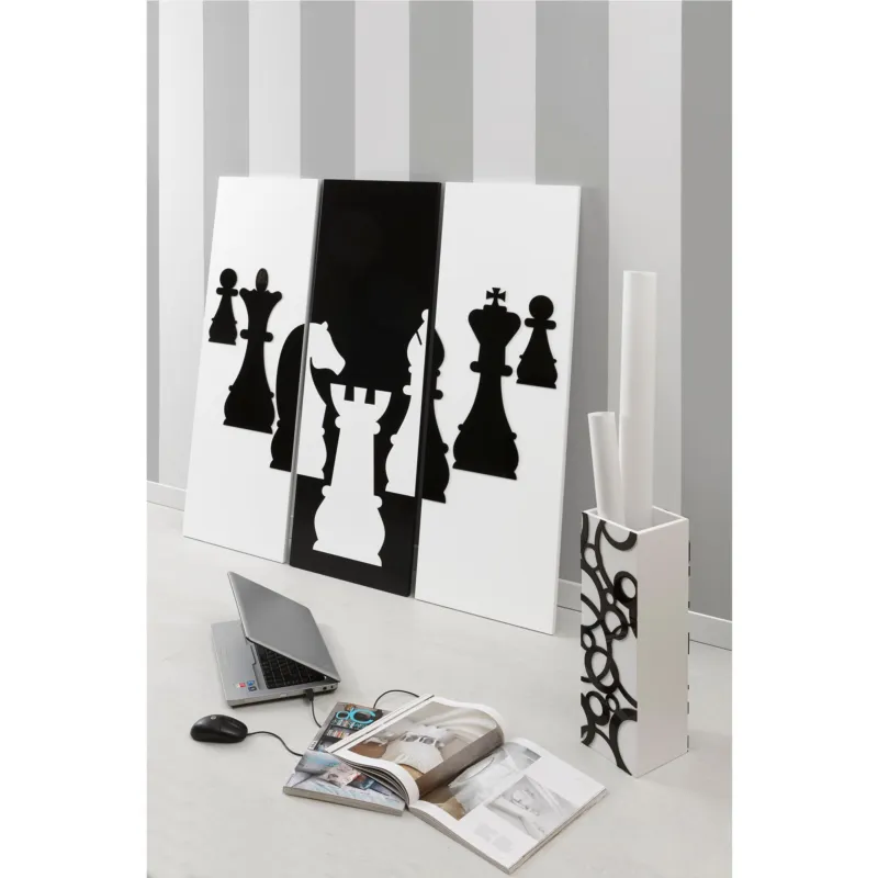 Pannello da parete, quadro da parete TRIS SCACCO MATTO 120xh120cm pannello legno colore bianco intarsi in plexiglass I Dettagli Più Venduto