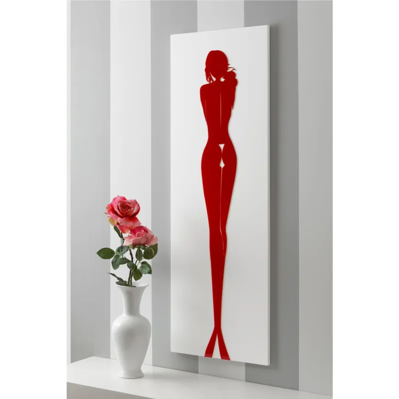 Economico Pannello da parete, quadro da parete Silhouette 40xh120cm pannello legno colore bianco intarsi in plexiglass rosso I Dettagli