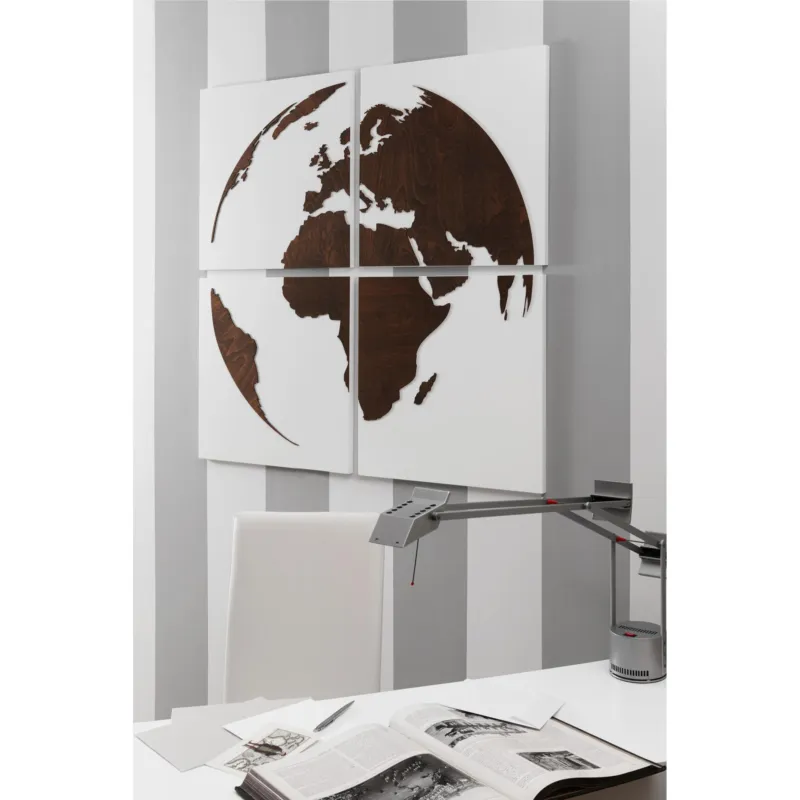 Ultima Occasione Set Pannelli da parete in legno con intarsi in legno Linea Globo 4 pezzi 100x100xh1,5 cm legno di faggio colore Wengè I Dettagli