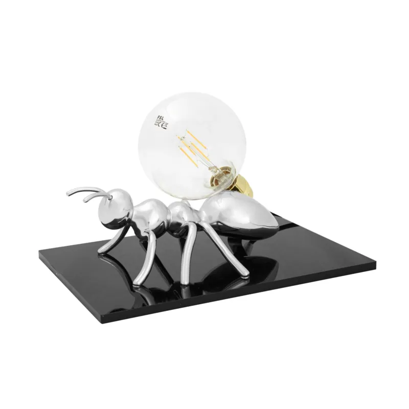 Lampada da tavolo Antlante 40x40xh20 cm soggetto formica in resina argento Emporium Sconto