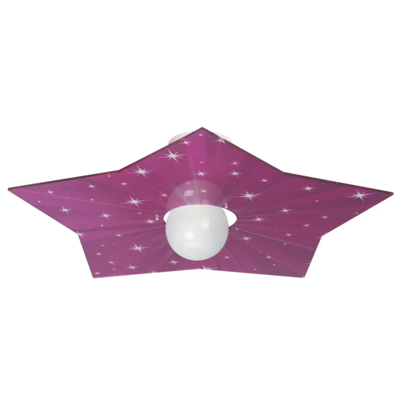 Ultime Pezzi Plafoniera in cristallo acrilico per camerette STAR 56x56xh 13 cm colore fuxsia Emporium