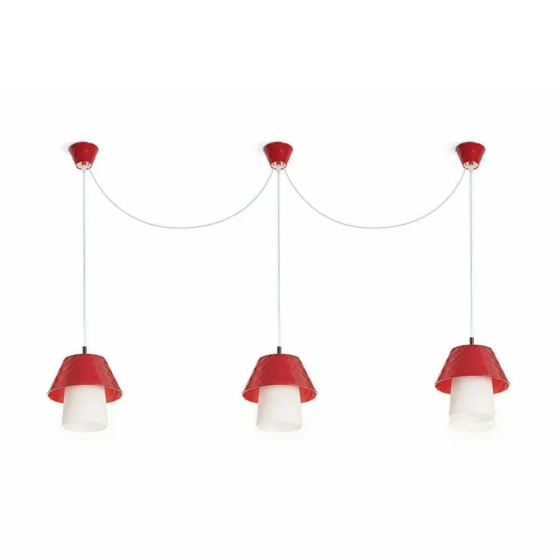 Direttamente Dal Produttore Sospensione realizzata in materiale acrilico TRILLY 3 Luci 49x41xh26cm Ø20xh 25 cm Rosso Emporium