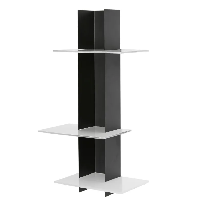 Libreria da parete ELIB3 18x18xh72 cm Struttura in metallo verniciato Nero ripiani metacrilato bianco Emporium Offerta Speciale