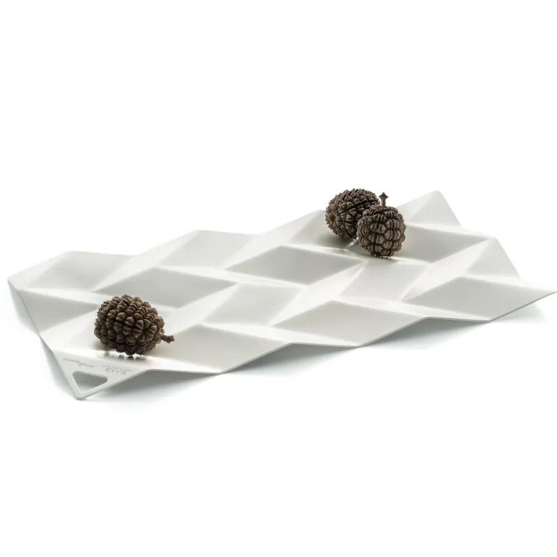 Centrotavola in acciaio inox 18/10 Small BD10 28,5x14 cm verniciato Bianco Gesso Eme Posaterie Nuova Collezione