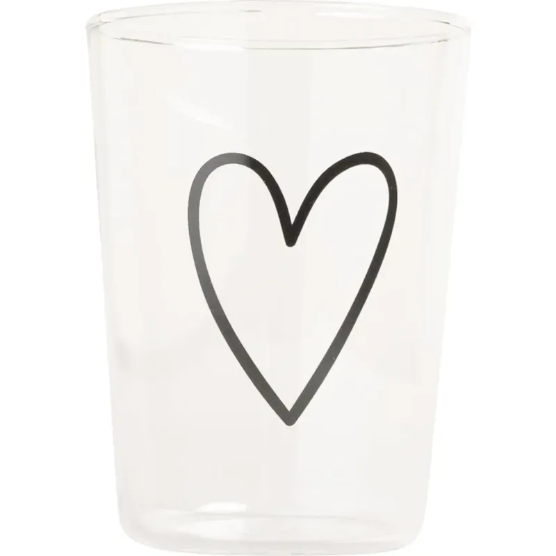 Bicchiere con Stampa in Nero,Cuore Sconto