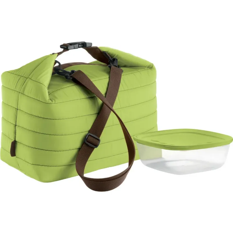 FASHION & GO - Borsa Termica Trapuntata con Contenitore per Alimenti, L,Apple Green Ultime Pezzi