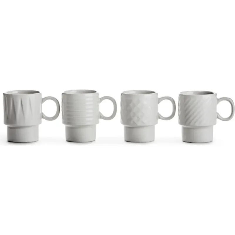 Prezzo Conveniente Coffee & More - Set di 4 Tazzine da Caffè,White