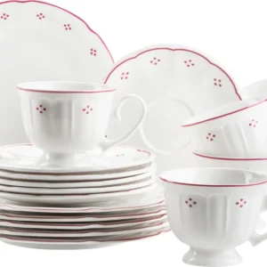 Miglior Prezzo Lova - Servizio da Caffè - 18 Pezzi, Bianco /Rosso