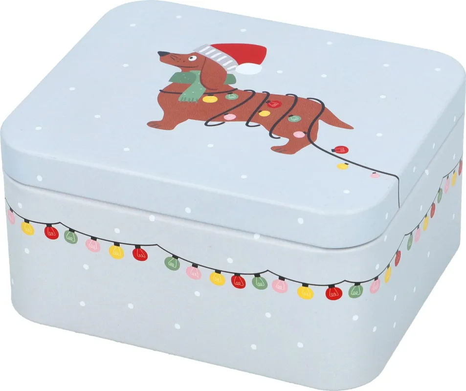 Professionale Scatola Regalo - Xmas Dachshund, Grigio Chiaro