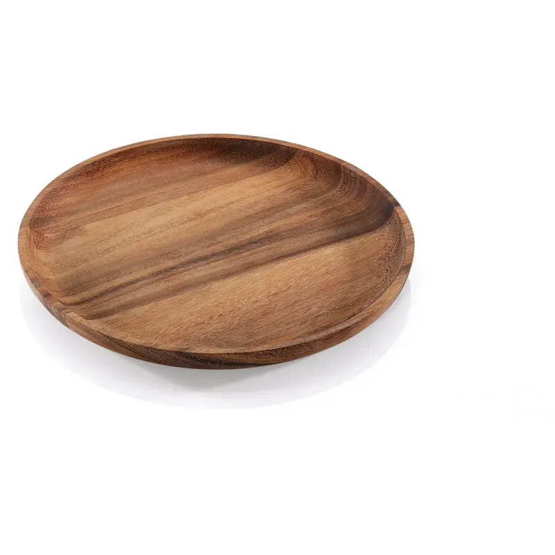 Subito Disponibile Vassoio per Snack Rotondo in Acacia,Ø 25 cm