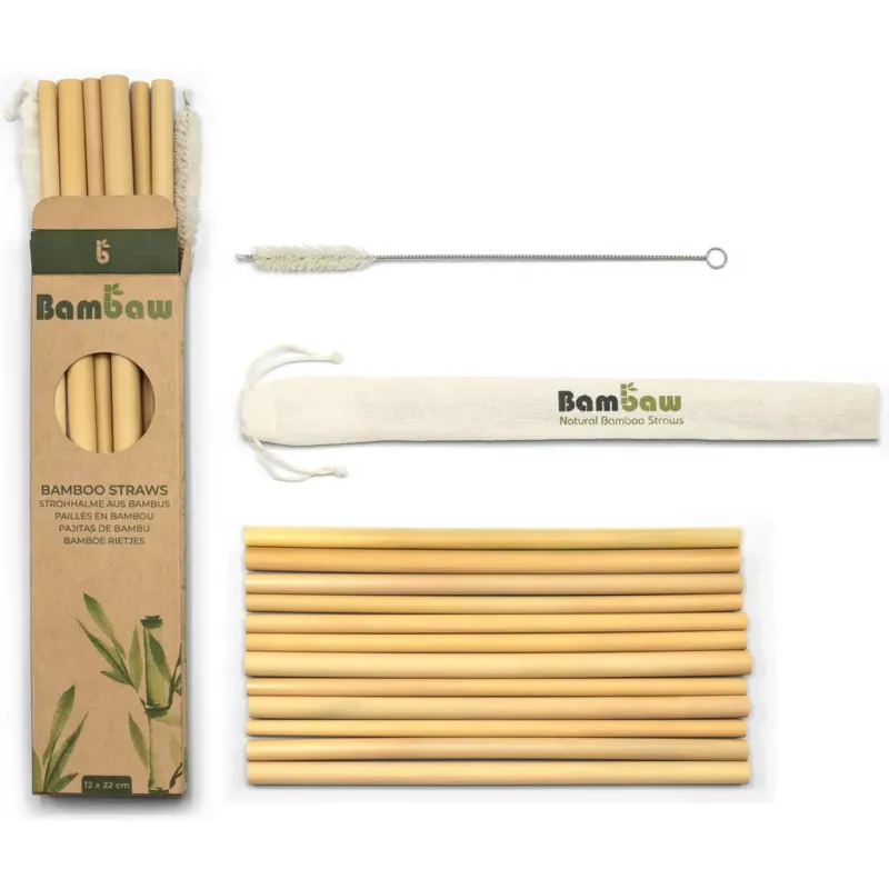 Saldi Scatola di Cannucce in Bambù,12 pezzi / 22 cm