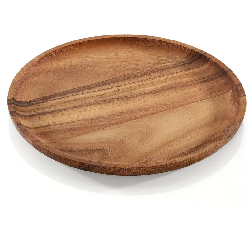 Vassoio per Snack Rotondo in Acacia,Ø 30 cm Di Tendenza