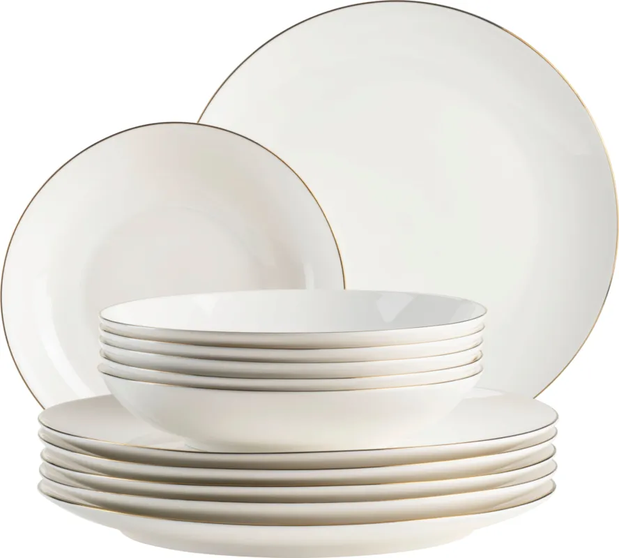 Felise - Servizio da Tavola, Bianco con Bordo Oro Pagamento Sicuro